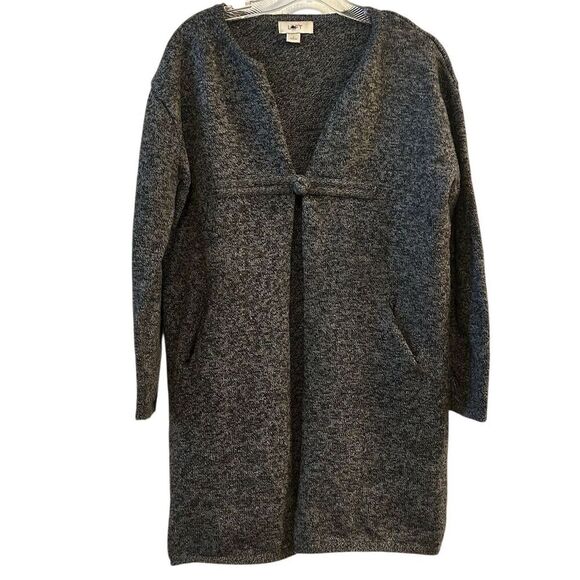 Loft Women's Gray Long Coatigan Size L Open Front with Pockets - Picture 1 of 9